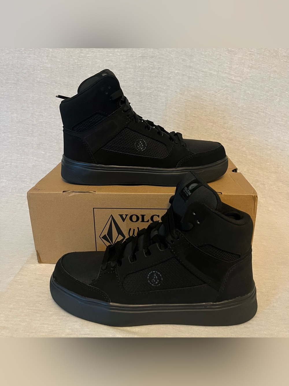 Volcom Evolve Skate-Inspired High-Top Work Sneakers in Black